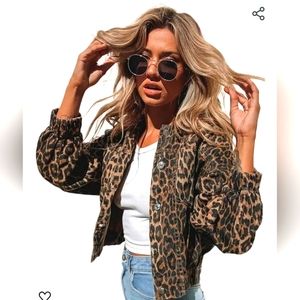 Cheetah Animal Print Size XL Jean Jacket 80s 90s